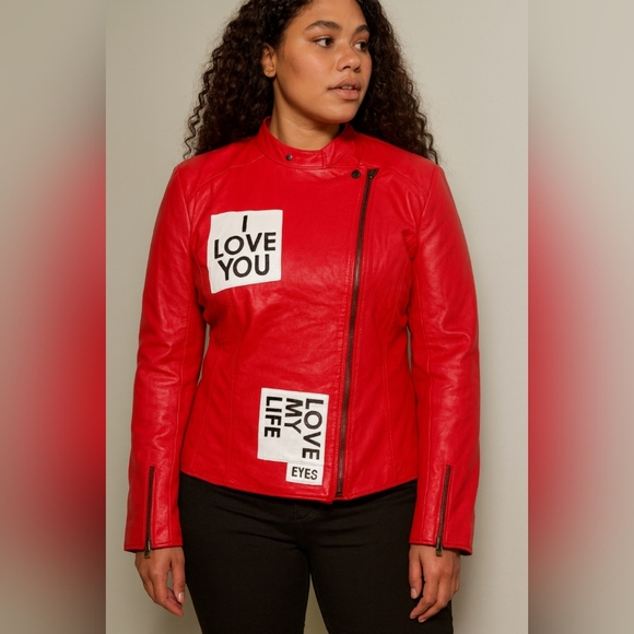Jackets & Blazers - Leather Red Love Addict Jacket